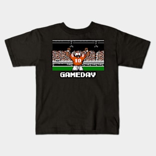 Orange and White Football Gameday Retro 8 Bit Linebacker T Kids T-Shirt